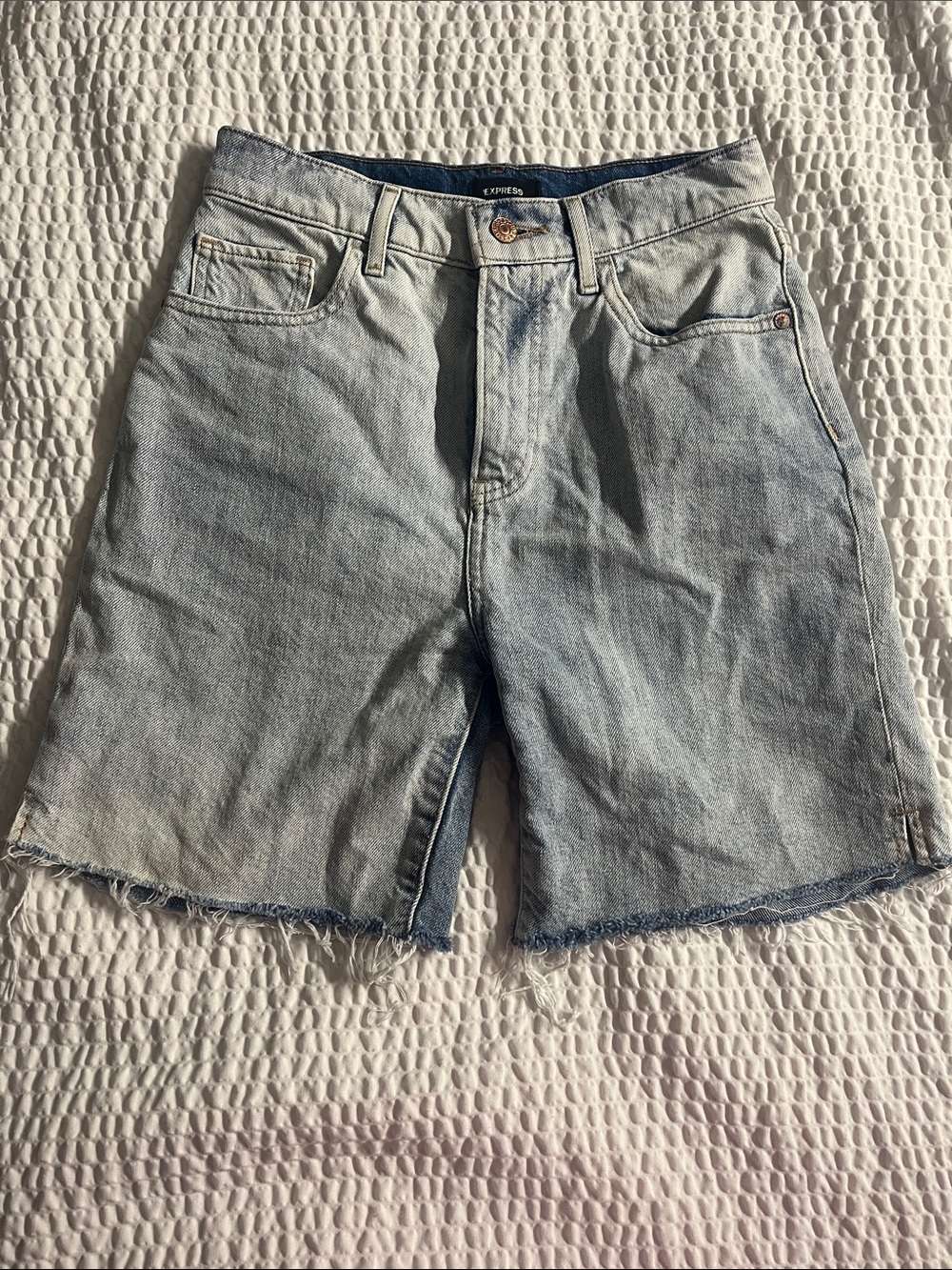 Express Light Wash Denim Cutoff Shorts